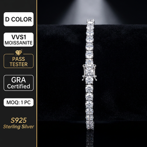 Bracelet Tennis de Luxe en Moissanite Couleur D VVS1, en Argent Sterling S925 Nano Plaqué, Chaîne Hip Hop Iced Out pour Femme et <span class=keywords><strong>Homme</strong></span>, Cadeau - Product Image 1