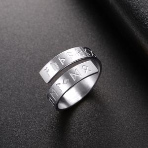 Anillo Ajustable con Runas Nórdicas Futhark <span class=keywords><strong>de</strong></span> Myshape, Símbolo Nórdico, Amuleto <span class=keywords><strong>de</strong></span> Protección, Anillo <span class=keywords><strong>de</strong></span> Boda <span class=keywords><strong>de</strong></span> Acero Inoxidable para Hombre y Mujer - Product Image 3