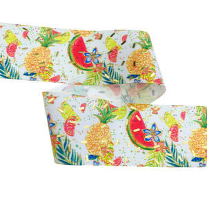 Cinta de grogrén con estampado de postres y detalles de lámina dorada para manualidades, envoltura de regalos y decoración de fiestas, surtido de sandía - Product Image 5