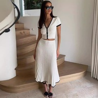 Ensemble de robe 2 pièces à motif solide élégant pour femmes pour le printemps été décontracté mode de banlieue court maigre vente chaude sur AliExpress