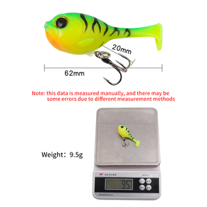 Señuelos de Pesca, Señuelos Blandos Tipo Skipper con Cola en T, 62 mm/9,5 g, Señuelos Artificiales de Gel de Sílice con Forma de Pez Boba, Venta al por Mayor - Product Image 3