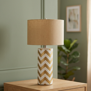 Lampe de table/sol moderne en métal avec abat-jour en rotin beige, ampoules halogènes, éclairage décoratif pour chambre à coucher - Product Image 3