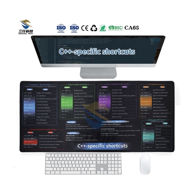 Keyboard Pad Mouse Mat Shortcut Keys Custom Mouse Mat XL XXL Large Size Rubber Desk Pad Gaming Mouse Pad for Home Office
