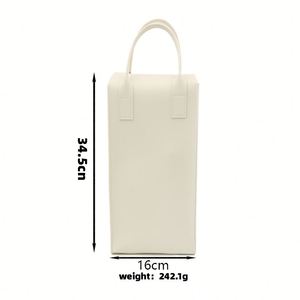 Bolsa Portabotellas de Vino Rectangular Minimalista de Cuero PU Reutilizable y Ecológica, Portabotellas Portátil con Capacidad de 1.3L, Multiusos - Product Image 6