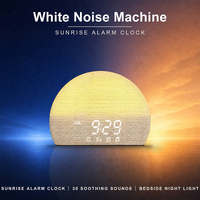 Réveil intelligent de table à succès avec machine à bruit blanc de qualité, lumière d'aube, 30 sons de sommeil et éclairage ambiant RGB