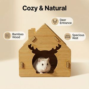 Casa para Hámster de Bambú con Diseño de Ciervo, Resistente a Mordeduras, Refugio para Mascotas Pequeñas, Uso Interior y Exterior - Product Image 3