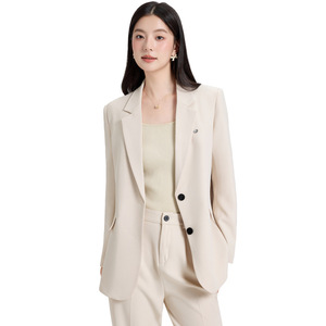 Women's Suit Set Solid Color Polyester Anti-Wrinkle Professional Two-Piece Casual Suit Jacket And Trousers - Product Image 5