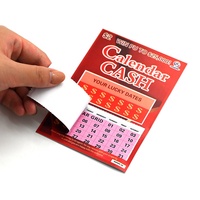 Carte de billet de loterie personnalisée CMYK avec une fenêtre et languettes à déchirer, billet de jeu laminé, carte de billets de loterie à déchirer