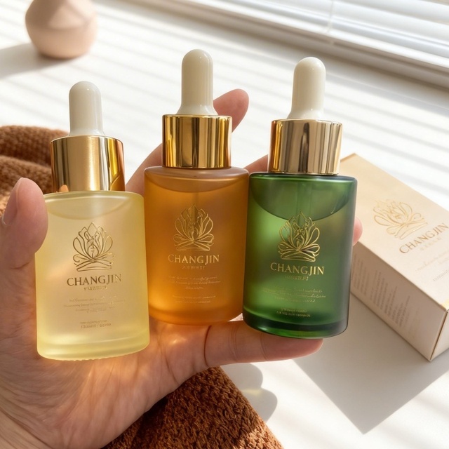 Envases Para Skincare Luxury Custom Glass Dropper Bottle Glass Green Cosmetic Skincare Packaging Pastel Colors for Oil