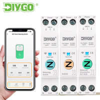 Interruptor de Circuito Inteligente DIY GO Mini de Plástico Zigbee/WiFi 63A 1P+N con Medidor de Energía, Medición de KWh, Relé Temporizador y Control TUYA