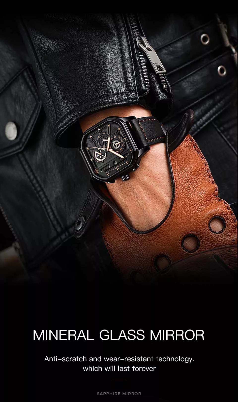 Nektom 8236 Hot selling good quality leather watch luminous hands waterproof quartz men's Watch
