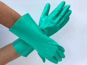 قفازات خضراء غير مبطنة بمادة النتريل مقاومة للمواد الكيميائية قفازات مزخرفة بالماس مع قفازات عمل بمقبض - Product Image 6