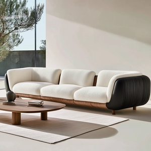 Prezzo a buon mercato moderno 3 posti Soft Bay divano soggiorno divano divano letto bouclé tessuto <span class=keywords><strong>bianco</strong></span> divano mobili - Product Image 1