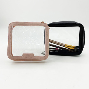 Nuovo arrivo in pelle doppia cerniera in pvc trasparente sacchetto cosmetico di bellezza di trucco di caso - Product Image 1