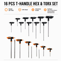 16 pièces fabricant de haute qualité bras long économie de main-d 'œuvre personnalisé T poignée souple antidérapante Torx Star Ball end allen jeu de clés hexagonales