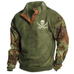 Sweat-shirts pour hommes à col montant, imprimé animal, en crochet, délavés, coupe ample, printemps-automne, vente chaude, loisirs et sport en extérieur - Product Image 1