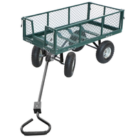 Chariot à quatre roues en acier fermé haute capacité avec roulements robustes pour le transport d'outils en extérieur