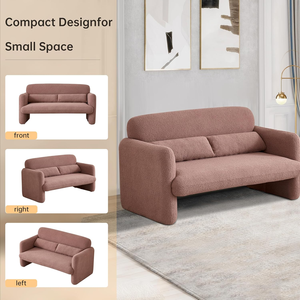 Canapé moderne en tissu Sherpa en laine d'agneau, petit canapé 2 places rembourré confortable pour petits espaces, salon, appartement couleur beige - Product Image 4