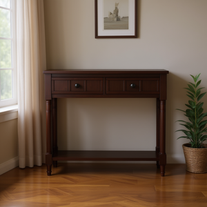 Consolle da caffè dal design tradizionale con due cassetti e ripiano inferiore per ingresso o soggiorno - Product Image 2