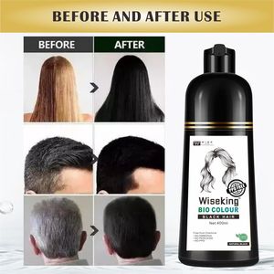 バイオ染毛シャンプー400ml PPD無含有含有人参エキスインスタントダイグレー髪からブラックカラーパーマネント - Product Image 5
