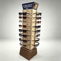 Support d'affichage de lunettes moderne en carton ondulé rotatif avec logo personnalisé, présentoir de sol à 4 faces pour lunettes de soleil