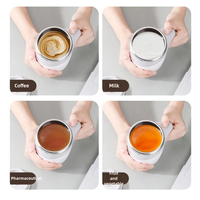 Tasse à café auto-mélangeuse électrique en acier inoxydable isolée avec couvercle, 380 ml, avec logo personnalisé et agitation magnétique automatique