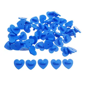 Wholesale Rubber Pin Backs Heart Shaped Pin Keepers Locking Clasp Brooch Rubber Clutch Badge