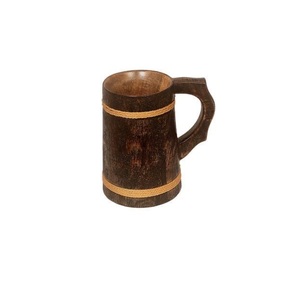 Mug en bois de qualité supérieure avec poignée, tasse en bois naturel faite à la main pour café, thé, bière, usage rustique en cuisine, disponible à la vente - Product Image 3