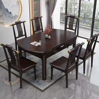 Table à manger rectangulaire transformable en ronde et chaises Bjflamingo, table à manger en marbre avec chaises