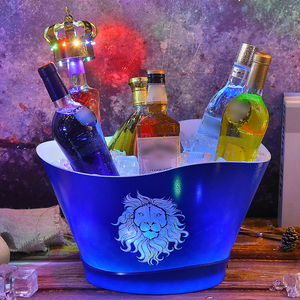 Cubetas de Hielo Acrílicas de Múltiples Colores para Champán, Vodka y Whisky, Cubetas de Hielo de Plástico con Logotipo Personalizado, Cubetas para Bebidas, Cubetas de Hielo Circulares con LED - Product Image 1