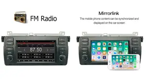 Pemutar DVD mobil, sistem android 2 din 7 inci layar kapasitif navigasi GPS audio mobil untuk bmw e46 carplay