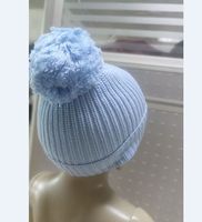 Gorro de Punto para Bebé, Bonito Gorro con Pompón Grande para Recién Nacido, 100% Algodón Orgánico, Unisex, Suave y Cómodo, de 0 a 6 Meses, con Borde Reforzado