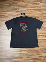 T-shirt à manches courtes tricoté décontracté pour couple, style urbain, imprimé lettres et strass, coupe oversize, qualité supérieure, collection été MIXED EMOTION