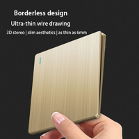 Prise murale en plastique PC couleur or champagne DepoGuye, interrupteur EU français Schuko UK 13A USB Type C 6 prises pour l'Europe et le Moyen-Orient