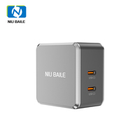 Cargador Rápido NIUBAILE 65W PD3.1 con 2 Puertos Tipo-C, Plegable, Ecológico, Entrada de CA, Enchufe del Reino Unido, Portátil para Teléfono Móvil