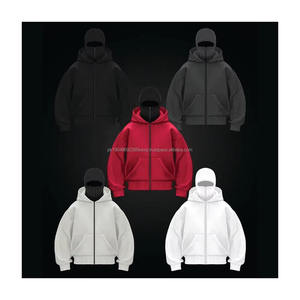 Sweat à capuche balaclava unisexe en coton, style streetwear, fermeture éclair intégrale, pour homme, hiver - Product Image 6