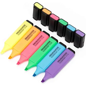 Factory Custom Cheap Non Toxic Fluorescent Highlighter Pen Water Based Ink Unique Design Highlighter Markers Set For Kids