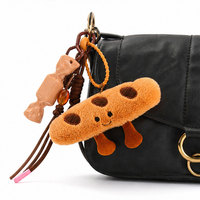 Porte-clés mignon en peluche en forme de biscuit, pendentif amusant pour sac à main, sac à dos, accessoires pour femmes, cadeau pour filles