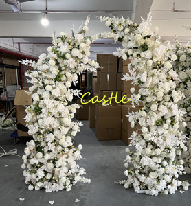 FAR026 arco di nozze fiori artificiale corno composizione arco fiore di seta sfondo ad arco per decorazione evento di nozze - Product Image 4