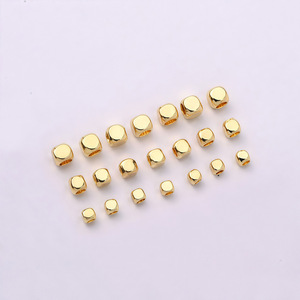 18K Gold Plated <b>Copper</b> Square Beads Smooth Surface For <b>Bracelet</b> Making Jewelry Findings GZ-11 - Product Image 2