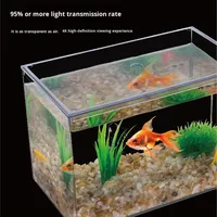 Aquarium carré en acrylique haute clarté – Aspect verre avec couvercle, idéal pour salon, pour poissons rouges, betta et petits poissons