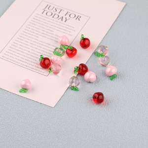 Abalorios de resina acrílica con forma de melocotón, transparentes, color rosa, para accesorios de cabello DIY, materiales de verano 2024, origen Yiwu - Product Image 1