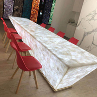 Comptoir de réception lumineux à LED en quartz blanc translucide de luxe sur mesure pour bureau