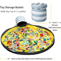 Organisateur de rangement pliable pour jouets en tissu Oxford style campagnard 2026 avec tapis de jeu détachable et seau de rangement