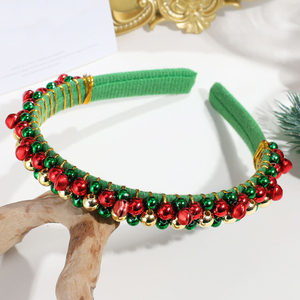 Cổ Điển Màu Đỏ Màu Xanh Lá Cây Giáng Sinh Headband Dễ Thương Giáng Sinh Đính Cườm Trang Trí Headband Mỏng Cạnh Đàn Hồi Headband Cho Kỳ Nghỉ - Product Image 4