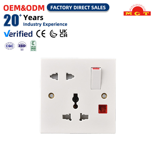 Multi Function UK Standard 13A 16A Modern Switch Socket Set Electric Outlets Wall Switch Socket with Red Indicator Light