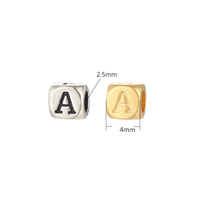 Perles de lettres A-Z carrées de 4 mm, cube en argent sterling 925, 26 perles de lettres initiales de l'alphabet pour la fabrication de bracelets DIY
