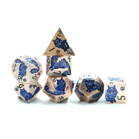 Metall-Polyeder-Würfelset für Rollenspiele D&D RPG Pathfinder Warhammer Blaue Katze Design-Würfelset Gaming-Würfel für Tischspiele