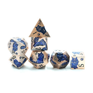 Набор металлических многогранных кубиков для ролевых игр D&D, RPG, MTG, Pathfinder, Warhammer, с дизайном «Синий кот», игровые кубики для настольных игр - Product Image 2