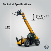 Chariot télescopique tout-terrain 4x4, hauteur de levage 18m, capacité 3T, 4T, 5T, 6T, multi-usages
